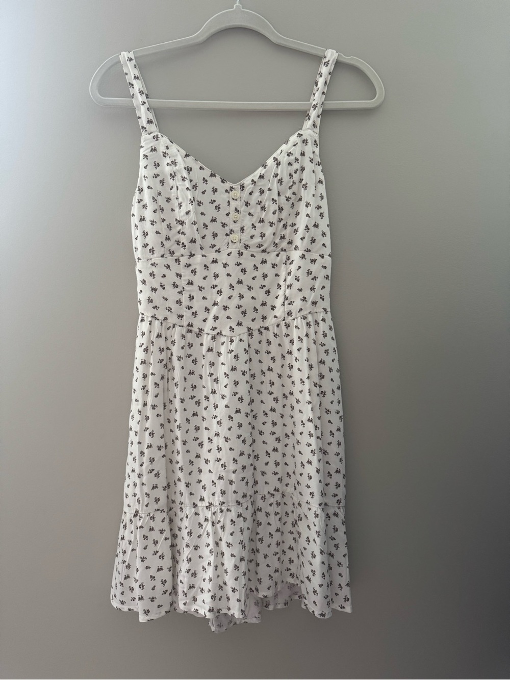 Hollister White Mini Dress with Brown Floral Print